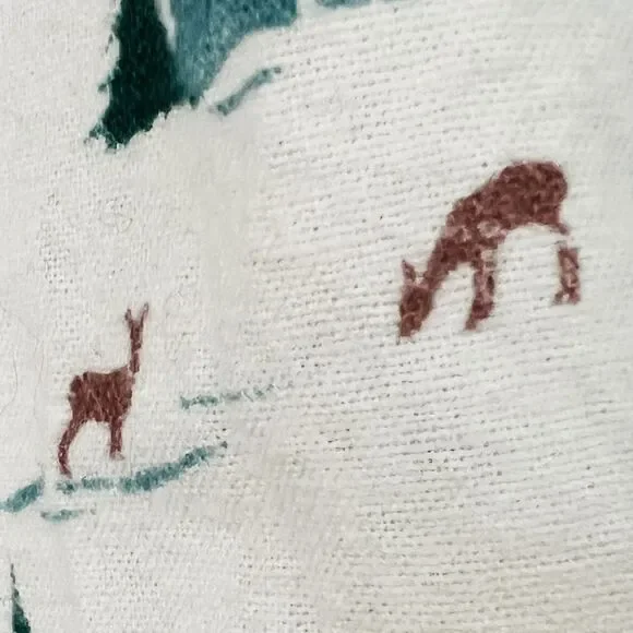 L.L. Bean Green & White Pine Tree Winter Scene Cozy Flannel Pajama Pants Large - Picture 4 of 9